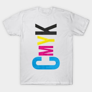 CMYK Random Vertical Grunge Typography T-Shirt